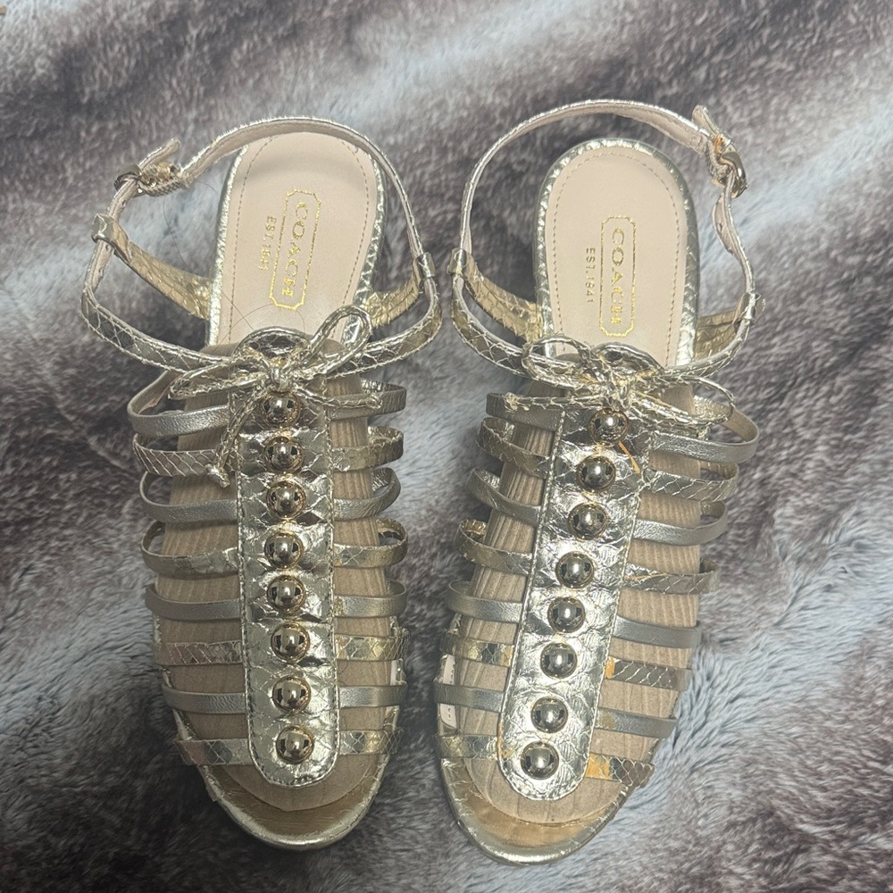 Coach Metallic Gold Strappy Sandals